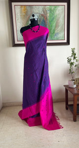 SUDARSHANA- LIGHTWEIGHT KANJIVARAM IN BLUISH PURPLE WITH MAGENTA STRIPES