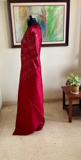 ROHITA – CRIMSON RED POCHAMPALLY WITH INTRICATE IKKAT MOTIFS