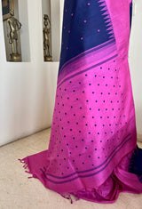 GOWRIYA - BLUE KANJIVARAM WITH PINK BORDER AND AANCHAL
