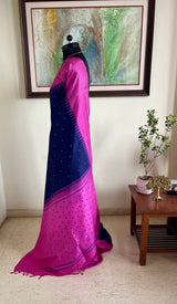 GOWRIYA - BLUE KANJIVARAM WITH PINK BORDER AND AANCHAL