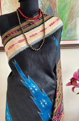 RINITA – BLACK KHANDUA SILK WITH TEMPLE BODY AND BANDHA BORDERS