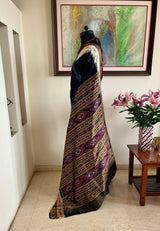 RINITA – BLACK KHANDUA SILK WITH TEMPLE BODY AND BANDHA BORDERS