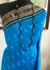 GARVITA – BLUE KHANDUA WITH PEACOCK FEATHER MOTIFS & BANDHA BORDER