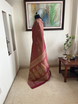 ANUCHITRA – SHOT COLOURED GUJARATI SAREE WITH WOVEN PEACOCK MOTIFS