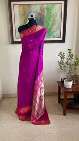 RUPASHRI – MAGENTA PAITHANI WITH NARALI BORDER & MOR KUNDA AANCHAL