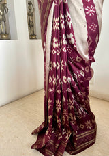 SURONIKA- PEACH OFFWHITE AND BROWN POCHAMPALLY PATLI SAREE