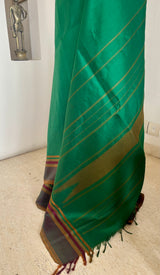 SHARADI — GREEN STRIPED KANJIVARAM WITH THAZHAMPU AANCHAL