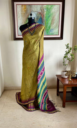MIDHAANITA- GREEN GOPALPUR TUSSAR WITH DONGRIA MOTIFS