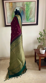 KOMATHI — DEEP MAROON KANJIVARAM WITH A DISTINCTIVE BORDER