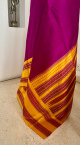 SARASI — MAGENTA KORVAI KANJIVARAM WITH YELLOW FLORAL BORDERS