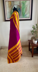 SARASI — MAGENTA KORVAI KANJIVARAM WITH YELLOW FLORAL BORDERS