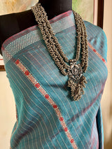NIRJARA - BLUE GOPALPUR TUSSAR WITH JAALA WEAVE