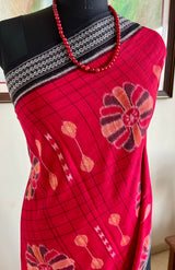 SINDHURI - RED DOUBLE IKKAT BAGHAMBARI COTTON SAREE