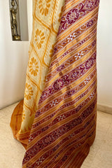 NANDANA – BEIGE BAGHAMBARI KHANDUA WITH BANDHA AND RUDRAKSHA BORDER