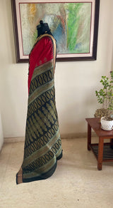 ELISA – REDDISH MAROON BOMKAI SILK WITH AN EXQUISITE WOVEN AANCHAL
