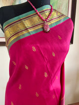 MEDHASVI – MAGENTA KANJIVARAM WITH TEAL ACCENTS AND ZARI DETAILING