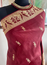 DEERIKA - CHOCOLATE BROWN BALUCHARI WITH GOLDEN THREAD NARRATIVES