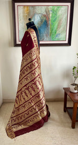 DEERIKA - CHOCOLATE BROWN BALUCHARI WITH GOLDEN THREAD NARRATIVES