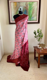 YUTI- PINK AND GREY POCHAMPALLY IKKAT, UNUSUAL MAROON AND OCHRE