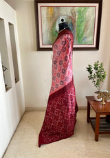 YUTI- PINK AND GREY POCHAMPALLY IKKAT, UNUSUAL MAROON AND OCHRE