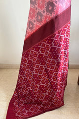 YUTI- PINK AND GREY POCHAMPALLY IKKAT, UNUSUAL MAROON AND OCHRE