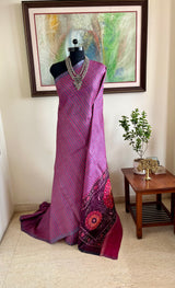 ADYA – CONTEMPORARY GOPALPUR TUSSAR WITH CONTRAST FLORAL AANCHAL