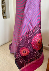 ADYA – CONTEMPORARY GOPALPUR TUSSAR WITH CONTRAST FLORAL AANCHAL
