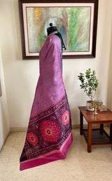 ADYA – CONTEMPORARY GOPALPUR TUSSAR WITH CONTRAST FLORAL AANCHAL