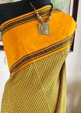VALLARI – BLACK, MUSTARD AND YELLOW CHECKS IN KANJIVARAM SILK