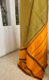 VALLARI – BLACK, MUSTARD AND YELLOW CHECKS IN KANJIVARAM SILK
