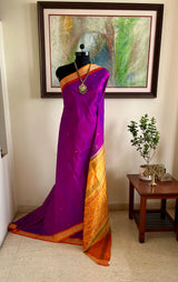 TANUSHREE- VIBRANT MAGENTA BOMKAI WITH RUDRAKSHA AND FLORAL DETAIL