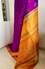 TANUSHREE- VIBRANT MAGENTA BOMKAI WITH RUDRAKSHA AND FLORAL DETAIL