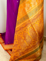 TANUSHREE- VIBRANT MAGENTA BOMKAI WITH RUDRAKSHA AND FLORAL DETAIL