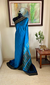 SUJANI – LUMINOUS BLUE BOMKAI SILK WITH TEMPLE AND EXQUISITE AANCHAL
