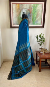 SUJANI – LUMINOUS BLUE BOMKAI SILK WITH TEMPLE AND EXQUISITE AANCHAL