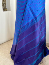 PREMAVATHI- BLUE KANJIVARAM SILK SAREE WITH PINK STRIPES