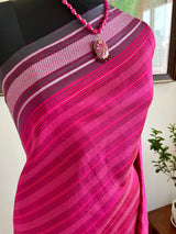 VALLI – PINK STRIPED KANJIVARAM WITH VIBRANT CHECKED AANCHAL