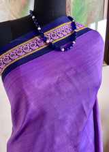 SARASU- MAUVE KORVAI KANJIVARAM SAREE WITH NAVY PAISLEY BORDER