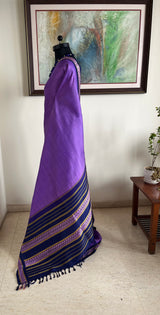 SARASU- MAUVE KORVAI KANJIVARAM SAREE WITH NAVY PAISLEY BORDER
