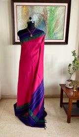 ANURITHA – FUSCHIA PINK KANJIVARAM WITH CONTRAST TEMPLE MOTIFS