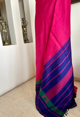ANURITHA – FUSCHIA PINK KANJIVARAM WITH CONTRAST TEMPLE MOTIFS