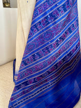 SUSHRITA – CREAM KHANDUA TUSSAR WITH RUDRAKSHA BORDER AND BANDHA AANCHAL