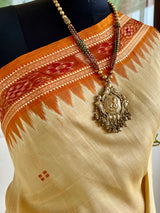 RUPALIKA – BEIGE AND BROWN KHANDUA TUSSAR WITH BANDHA AANCHAL