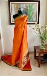 AYUSHA – REGAL ORANGE PAITHANI WITH MOR KUNDA AANCHAL