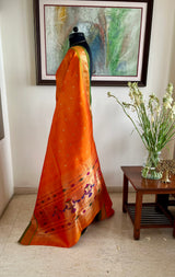 AYUSHA – REGAL ORANGE PAITHANI WITH MOR KUNDA AANCHAL
