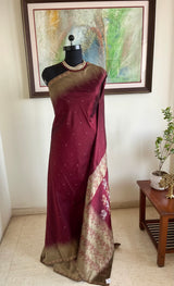 MANVITA - MAROON LIGHTWEIGHT KANJIVARAM WITH GREY BORDER