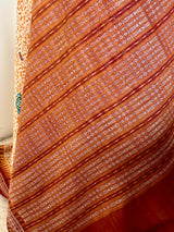 PRANISHA- LIGHTWEIGHT CREAM BOMKAI SILK SAREE WITH BLOCK PRINTED FLORALS