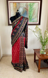 KARNIKA – MAROON BLACK KHANDUA PATLI WITH TEMPLE BORDER