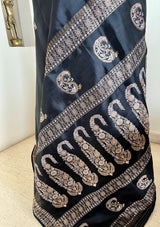 PRAKYA- BLACK KANJIVARAM SAREE WITH GOLD AND SILVER ZARI