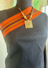 LATHANGI - BLACK KANJIVARAM WITH RUST OCHRE WOVEN BORDER